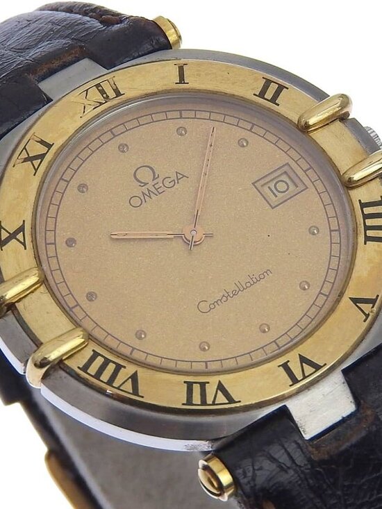OMEGA Constellation Watches goldDial Stainless Steel/leather Quartz Analog...